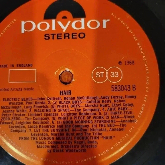 HAIR 1968 LP made in England Polydor Stero London Cast - Picture 3 of 7